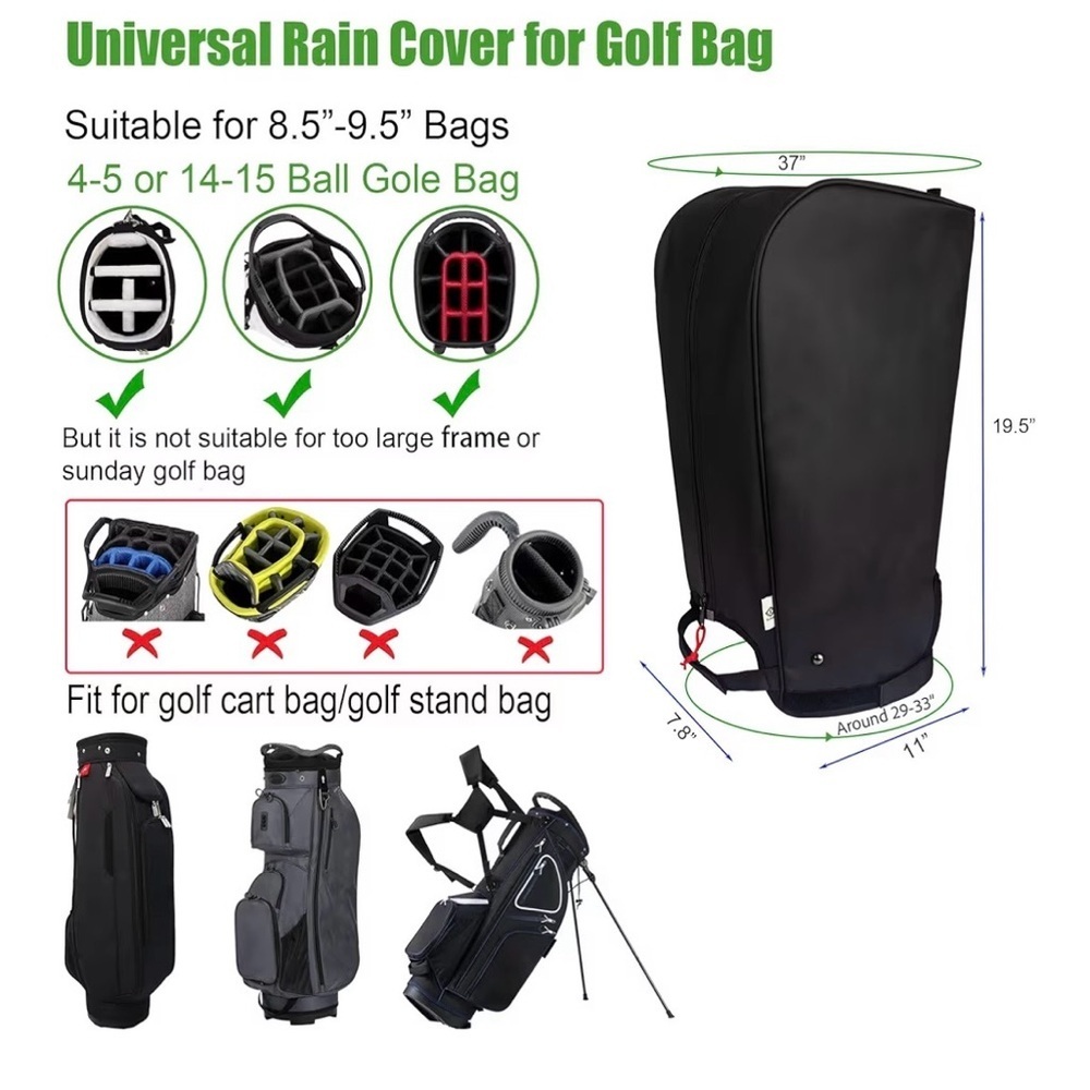 ⛳ Eudora Universal Golf Bag Rain Cover – Waterproof Vinyl – Fits 8.5–9" Bags - Picture 2 of 7